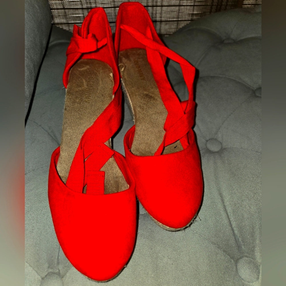 Old Navy Espadrilles Heels with Calf wrap straps Sz 8
